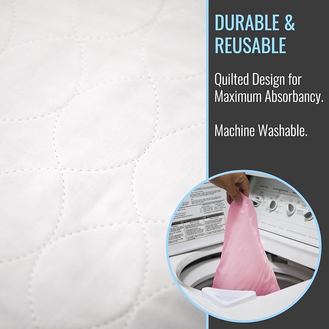 DMI Washable Underpads for Adults, Waterproof and Reusable Bed Pads for Juvenile Incontinence, Caregiving, Nursing, Hospitals, and Home Use, 34″x 36″, 4 Count (Pack of 1)