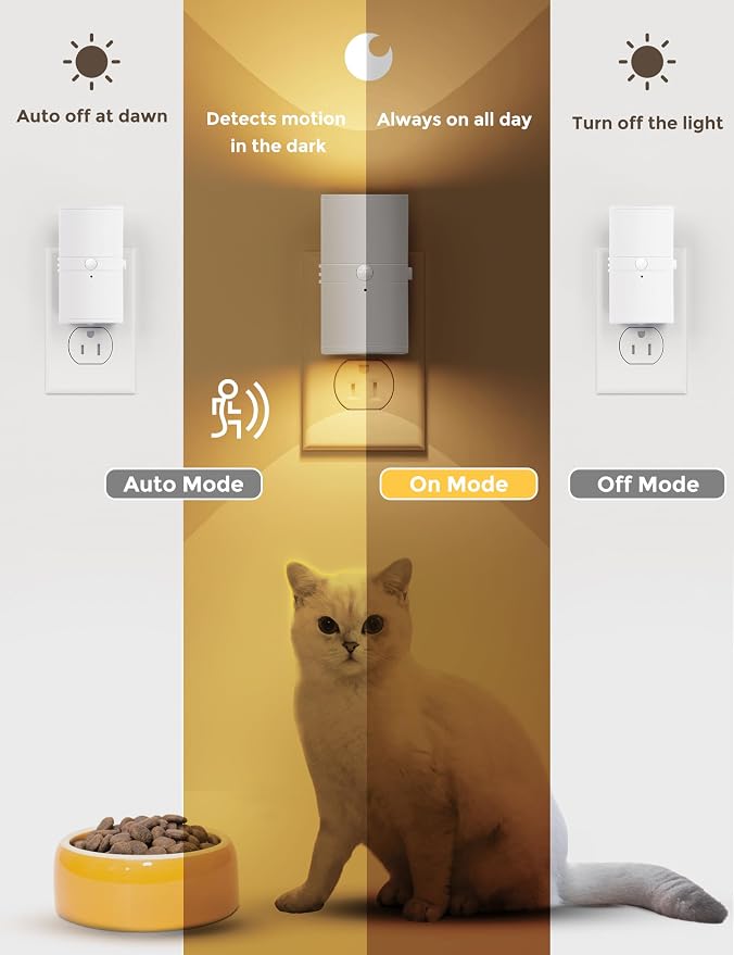 L LOHAS LED Motion Sensor Night Light, Motion Sensor Light Indoor, Dimmable | Nightlight Plug in, Motion Activated Night Light for Bathroom Hallway Bedroom Nursery Kids Elderly [3000K,White Shade,2 Pack]