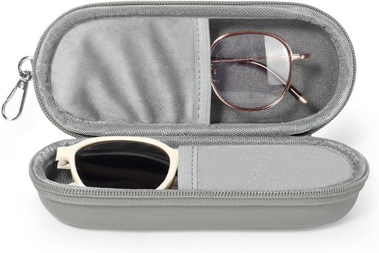 Double Eyeglasses Case, Dual Glasses Sunglasses Organizer with Zipper Closure, Eyewear Storage Box for Men Women Travel