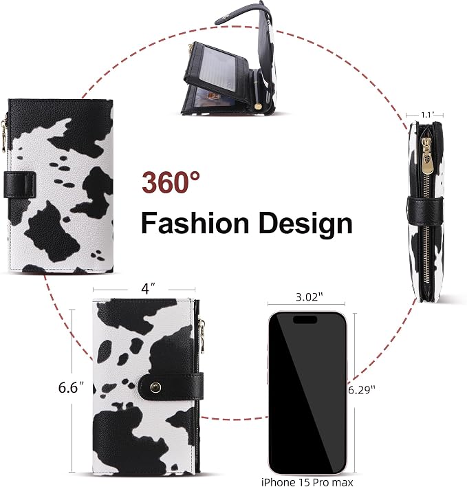 yiijay Wallet Women RFID Blocking Multi Cards Wallet Credit Card Holder for Women Large Capacity Lady Leather Trifold Travel Wallet with Pen Holder