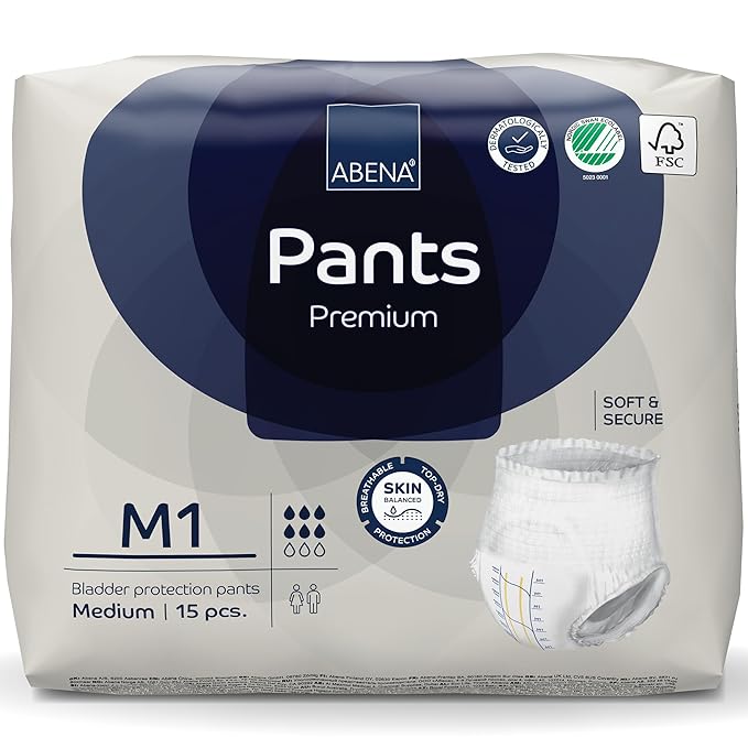 Abena Pants, Premium Protective Underwear, Level 1, (Extra Small To Extra Large), Medium, 15 Count