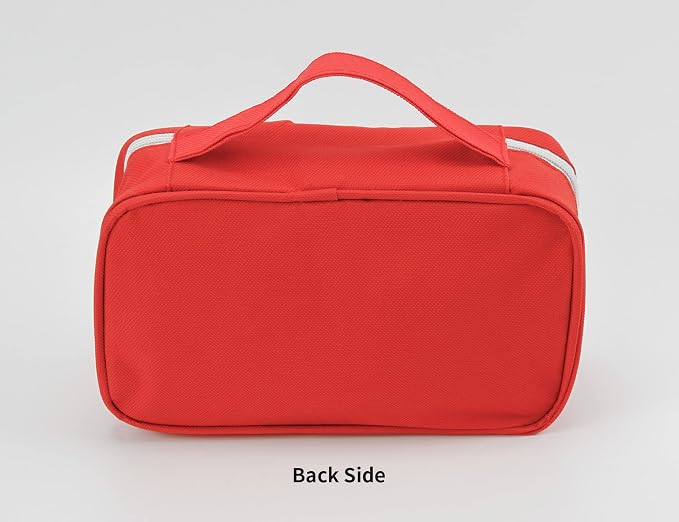 TOPASION Portable Empty First Aid Kit Bag, Travel Medicine Pouch, Small Medical Bag (Red)