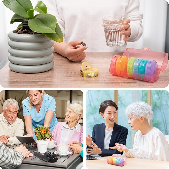 Sukuos Large Weekly Pill Organizer 2 Times a Day, Daily Pill Box 7 Day Easy to Open with Double Protection, AM PM Pill Case for Medicine/Vitamin/Fish Oil/Supplements (Red)