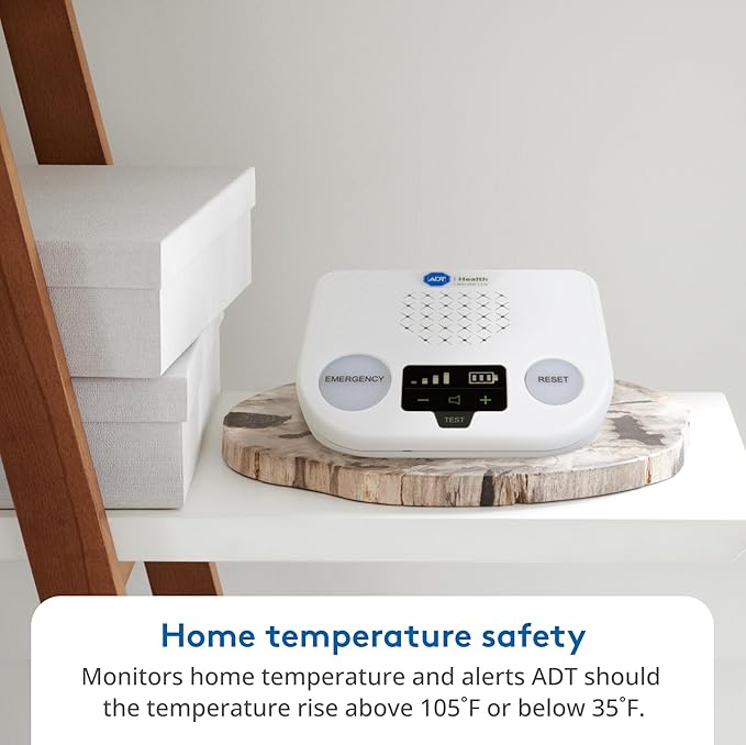 ADT Medical Alert Plus - in-Home Medical Alert System for Seniors - Cellular 4G Coverage, 600ft Pendant Range, Home Temperature Monitoring, 24/7 U.S. Based Monitoring (Neck Pendant)