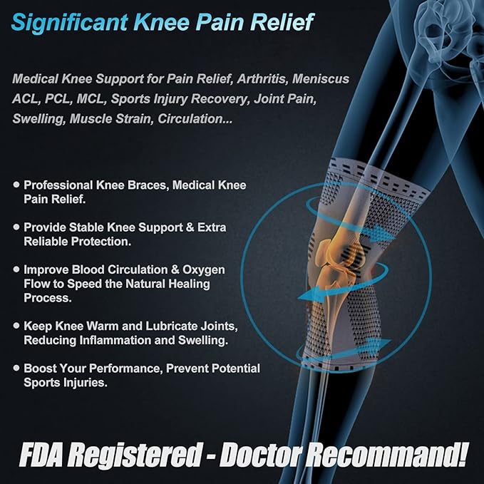 NEENCA Professional Knee Brace for Pain Relief, Medical Knee Support with Patella Pad & Side Stabilizers, Compression Knee Sleeve for Meniscus Tear, ACL, Joint Pain, Runner, Workout (Gray, X-Small)