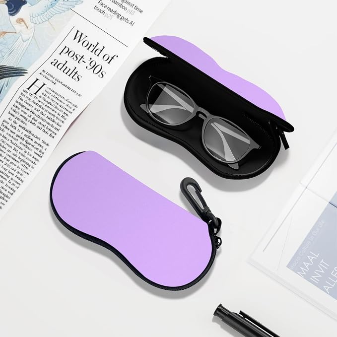 Sunglasses Soft Case, Ultra Light Portable Neoprene Zipper Glasses Case for Men Women