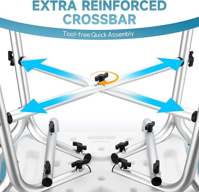 Shower Chair for Inside Shower, FSA/HSA Eligible 600 lbs Heavy Duty Shower Chair for Elderly and Disabled, Height Adjustable Shower Chair with Arms and Back, Bath Chairs for Seniors, Adults, Handicap