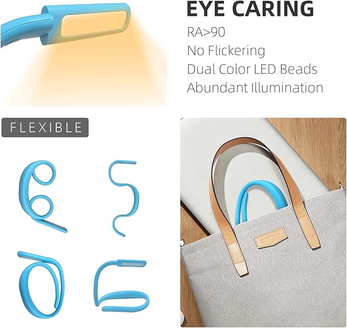 LED Neck Book Light, Adjustable Brightness, 3 Color Modes for Reading Light, Portable Bendable Arm Lamp for Bed, Repair, Camping, Night Running, Walking, Knitting (1PCS)