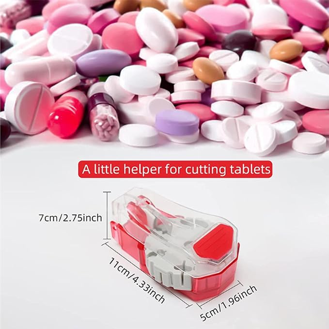 Perfect Pill Cutter - Pill Splitters for Small or Large Pills - Cuts up to 14 Different Shaped Pills or Vitamins with Self-Retracting Blade