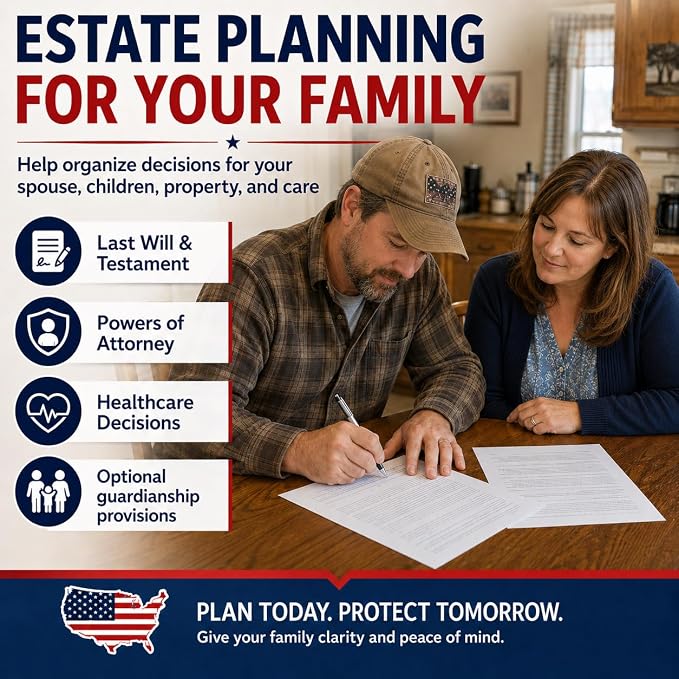 4-in-1 Estate Planning Kit – Last Will & Testament + Financial POA + Healthcare POA + Living Will – Attorney-Drafted Templates with Instructions
