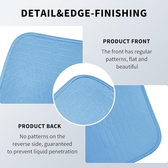 Washable Incontinence Underpads – 2 Pack Heavy Absorbency Leakproof Bed Pads, 18" x 24" Reusable Bed Protector for Adults & Kids – Durable Encased Edge (Blue)