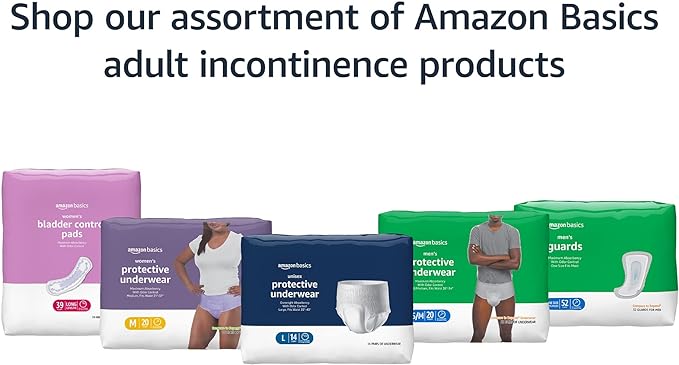 Amazon Basics Incontinence Underwear for Women, Maximum Absorbency, Fresh Protection, Postpartum, Disposable, Odor Protection, Comfortable Fit, Large, Lavender, 54 Count (3 Packs of 18)