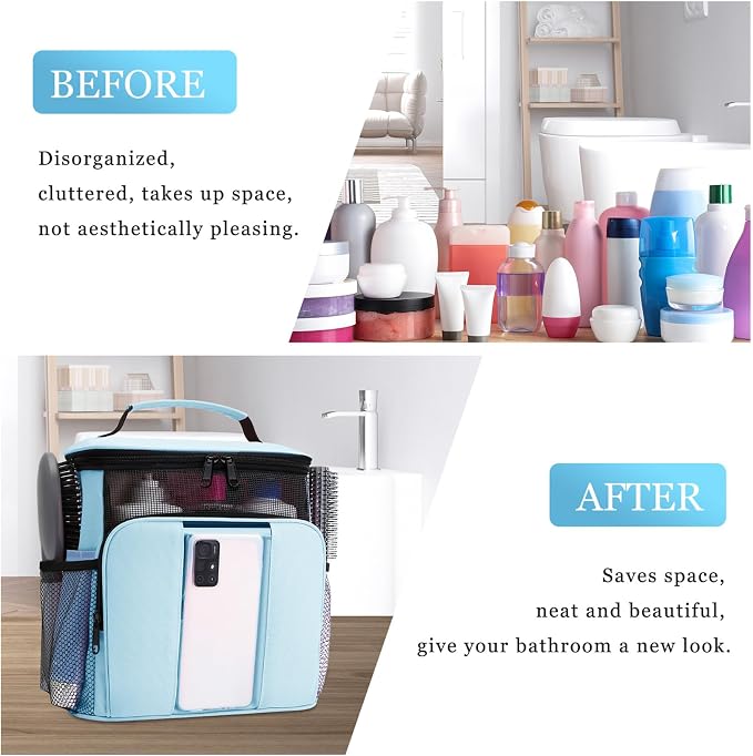 Mesh Shower Caddy,Portable HangingTravel Toiletry Bag Dorm Room Essentials for College Students Girls,Large Makeup Organizer for Full-Sized Toiletries,Travel Essentials for Women Girls Camping Beach