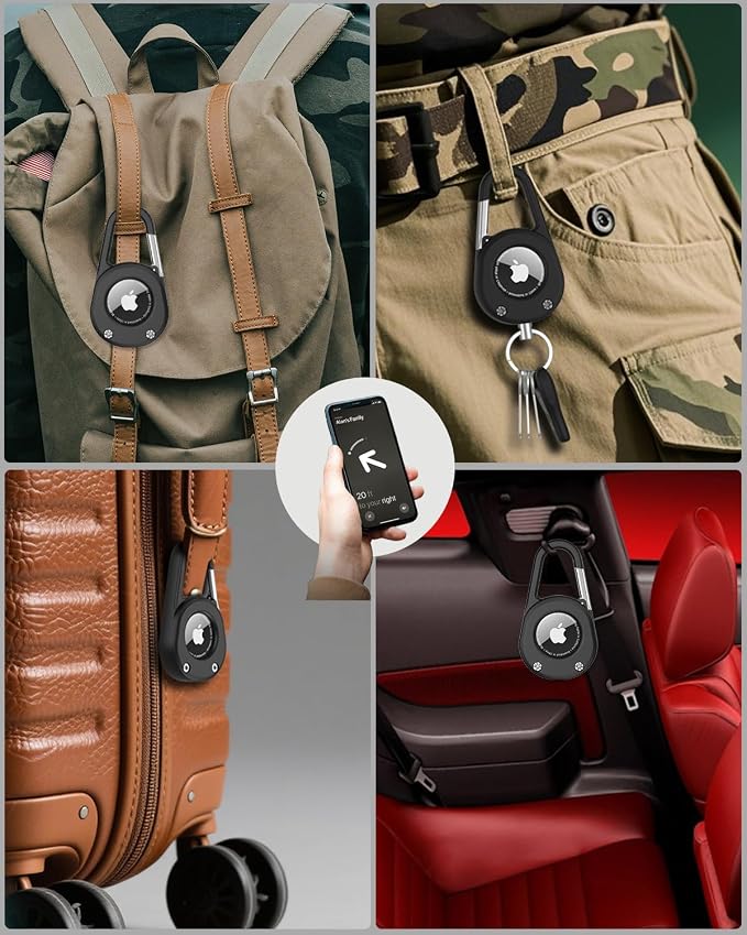 SCALLOP for AirTag (1st & 2nd Gen) Keychain with Carabiner,Thick Hard PC Air Tag Holder,IPX8 Waterproof,Secure Lock