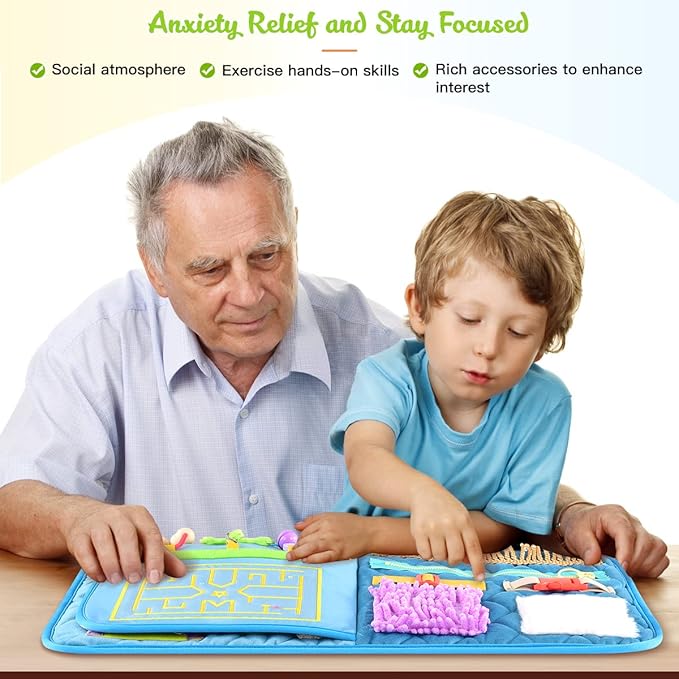 Fidget Blanket for Adults with Dementia, Alzheimers Dementia Activities Products for Elderly and Seniors,Sensory Fidget Toys Gift and Game for Alzheimer’s or Dementia.