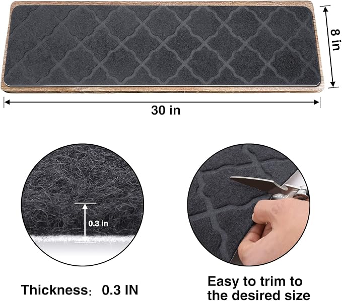 Stair Treads for Wooden Steps 15pcs 8x30in Non-Slip Stairs Carpet Runner | Indoor Stair Mats for Kids Elders and Pets