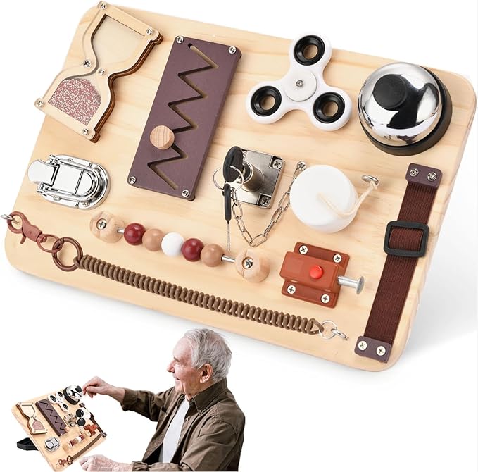 Fidget Busy Board for Adults with Dementia-Alzheimers Products for Elderly-Dementia Activities for Seniors-Memory Games for Autism Adult-Sensory ADHD Toys-Gift for Seniors Parents