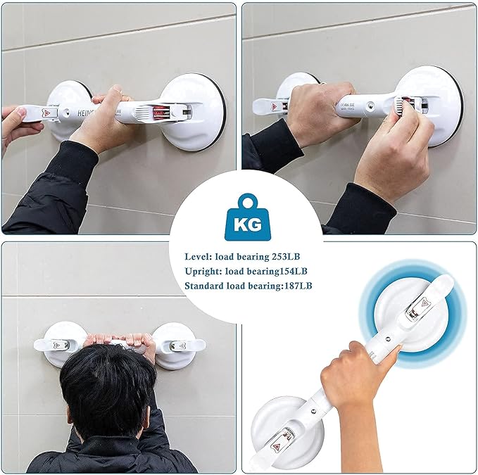 17inch Suction Shower Grab Bar, Portable Shower Handle Bar Suction Grip Bar Bathtub Handle with Strong Hold Suction Cup Fitting and Rapid Release for Bathroom(Max Capacity :253lb