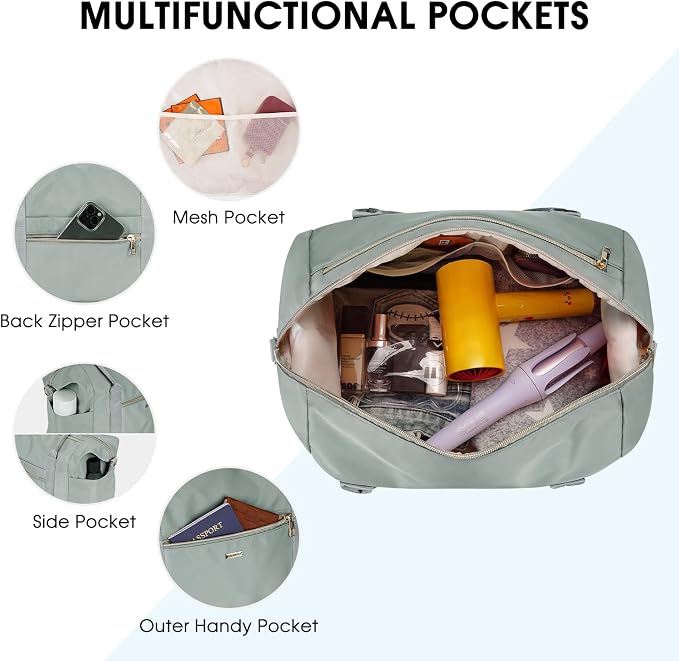 WANDF For Spirit Airlines Personal Item Bag 18x14x8 Underseat with Wet Pocket & Shoe Compartment & Tsa Approved Toiletry Bag