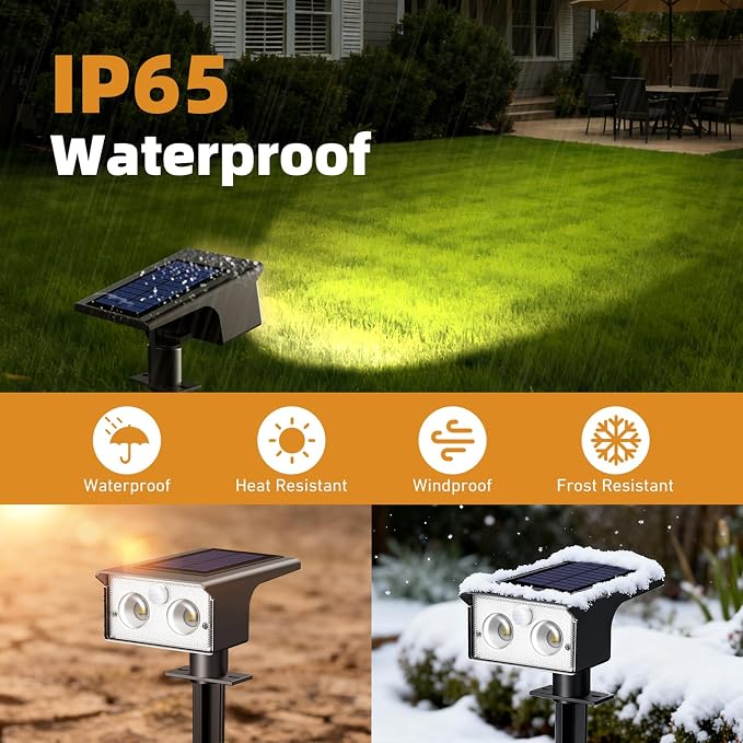 btfarm 12 Pack Solar Lights Outdoor Waterproof Motion Sensor Outdoor Lights | 3 Modes Solar Powered Yard Garden Solar Spot Lights for Outside Pathway Landscape Lighting, Warm White