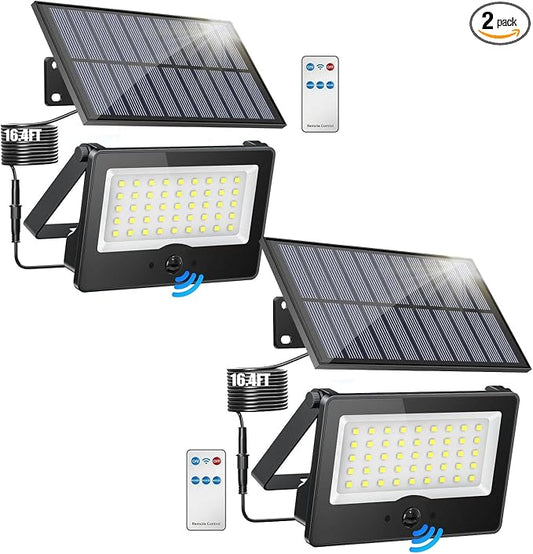 2Pack Solar Outdoor LED Wall Lights,20W Motion Sensor Security Lights with 3 Lighting Modes Cordless LED Flood Light Solar Wall Lights Waterproof Solar Powered Lights for Wall Garden Garage