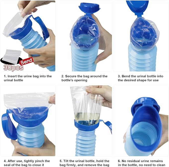 Pee Bottles for Men,Portable Urinal for Men,Collapsible Urine Bottle 750ML | Car Urinals for Men and Women,Emergency Urinal Bottle Shrinkable Pocket Toilet for Travel,Camping,Traffic Jam,Road Trips