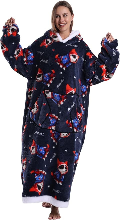 Blanket Hoodie, Long Hooded Blanket Sweatshirt as Birthday Gifts for Women Men, Long Wearable Blanket for Women Men.