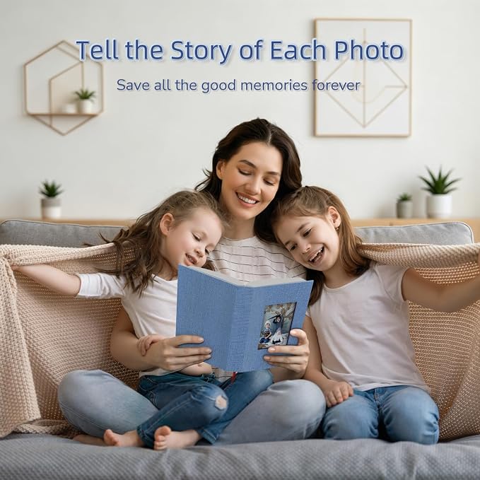Popotop Photo Album 4x6-300 Photos Linen Cover Photo Books with 300 Horizontal Pockets,Slip-in Picture Albums for Family Wedding Anniversary Baby Vacation Pictures