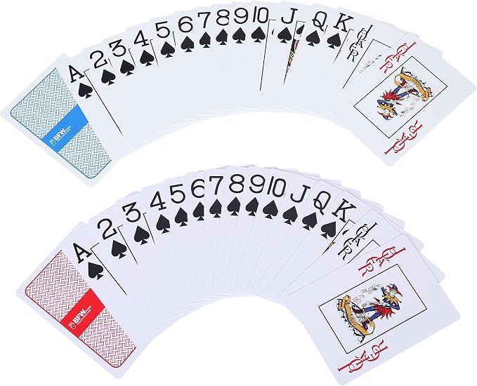 Playing Cards 2 Pack,Waterproof Playing Cards，Large Playing Cards for Adults, Seniors and Low Vision People,Plastic Playing Cards for Blackjack, Euchre, Canasta and Family Game Nights