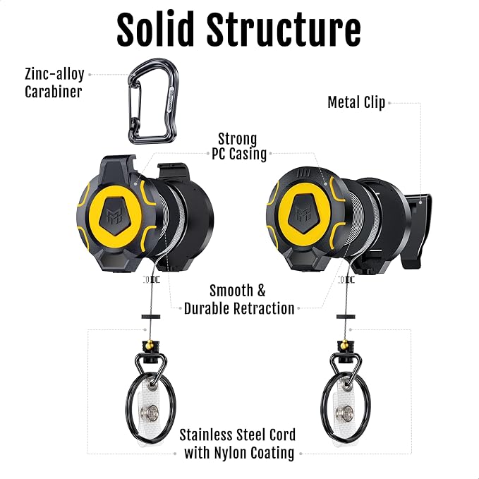 MNGARISTA Retractable Keychain Badge Reel Retractor Holder, 2 Pack