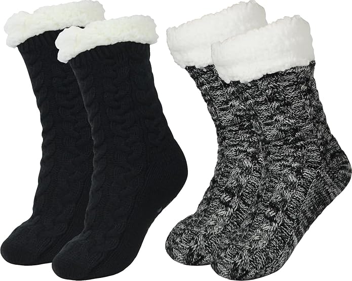 BenSorts Women Winter Thick Slipper Socks with Grippers Non Slip Warm Fuzzy Socks Christmas Gifts