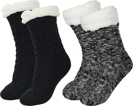 BenSorts Women Winter Thick Slipper Socks with Grippers Non Slip Warm Fuzzy Socks Christmas Gifts