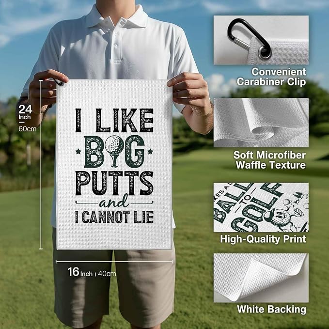 Mens Golf Towel with Clip,Funny Golf Bag Accessories for Women,Golf Gifts for Mom Grandma Dad Grandpa,16x24inch Waffle Weave Microfiber, Birthday Fathers Day Christmas Retirement Golfer Gifts