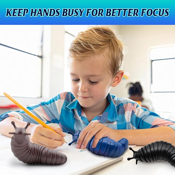 Cevioce Sensory Fidget Toys Adults Teens Kids 3Pcs Cool Gadgets Desk Fidget Slug Toys Sensory Toy for Autism ADHD Anxiety Stress Relief Toys Christmas Stocking Stuffer Gifts for Men Boys