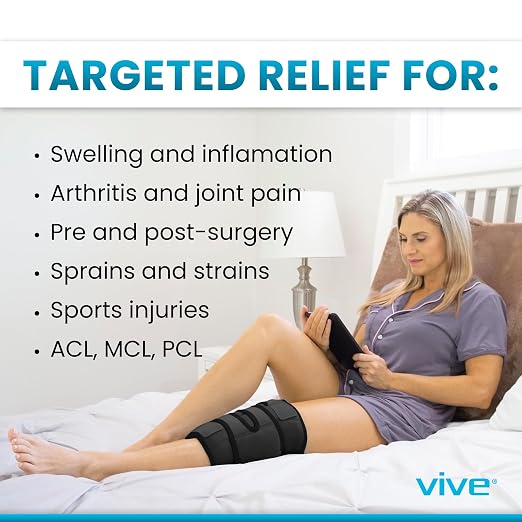 Vive Knee Ice Pack Wrap - Cold/Hot Gel Compression Brace - Heat Support | Strap for Arthritis Pain, Tendonitis, ACL, Athletic Injury, Osteoarthritis, Women, Men, Running, Meniscus and Patella Surgery