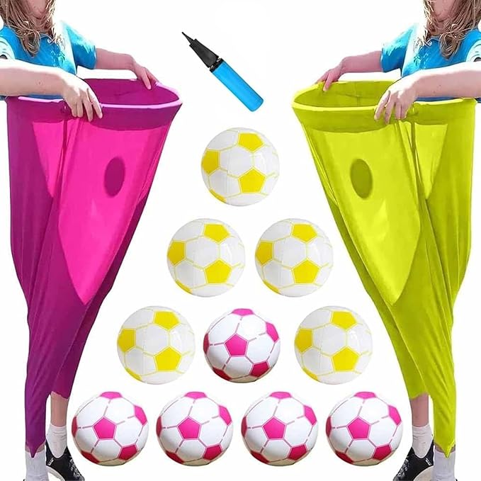 Granny Pants Yard Game Set with Bouncy Balls | Giant Outdoor Tossing Game for Adults & Family Parties | Team Relay Lawn Fun (2 Pants + 12 Balls)