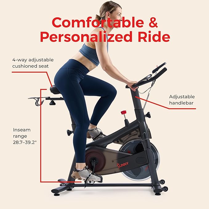 Sunny Health & Fitness ACTIVE Series Smart Exercise Bike with SunnyFit App Connection