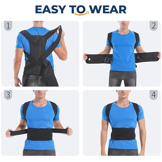 DIANMEI Back Brace Posture Corrector for Women and Men, Back Braces for Upper and Lower Back Pain Relief, Adjustable and Fully Back Support Improve Posture and Lumbar Support(XL, 39.5"-43" Waist)