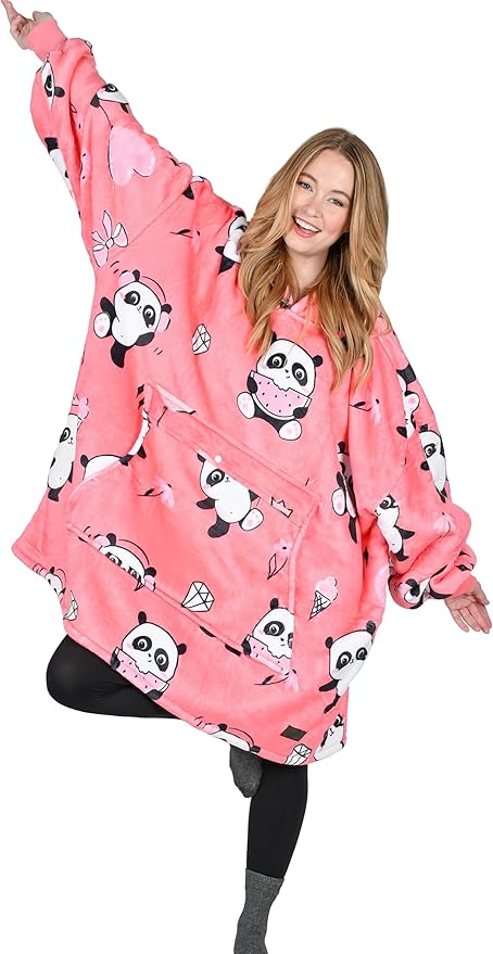 Catalonia Oversized Blanket Hoodie Sweatshirt, Wearable Sherpa Lounging Pullover for Adults Women Men