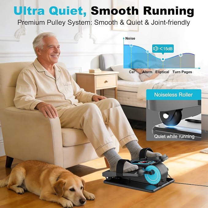 TDH Under Desk Elliptical Machine,Electric Leg Exerciser as Seen on Tv for Senior Adult,Portable Quiet Pedal Exerciser While Sitting with 12 Adjustable Speed Auto&HR Mode for Home Office