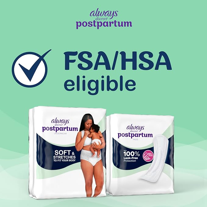Always Discreet Postpartum and Adult Incontinence Underwear for Women, Large, Maximum Protection, 14 Count