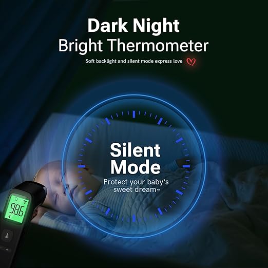 Viproud Touchless Thermometer for Kids and Adults, 1-Second Reading, Black | Large LCD with 3-Color Backlight, Fever Indicator, Mute Mode, Memory Recall, Dule Mode Forehead/Object, for All Ages