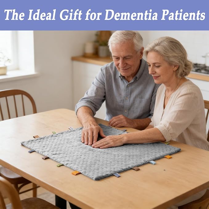Fidget Blanket for Adults with Dementia, Sensory Mat for Alzheimers Patients, Dementia Activites for Senior (Gray)