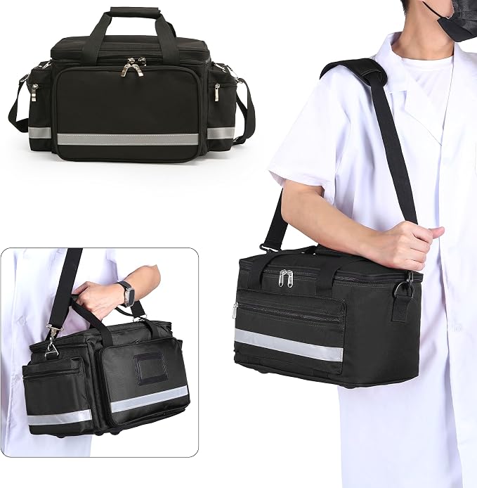Medical Bag Empty Emergency Bag First Responder Bag First Aid Bag Home Health Empty First Aid Storage with Detachable Divider Medical Supplies