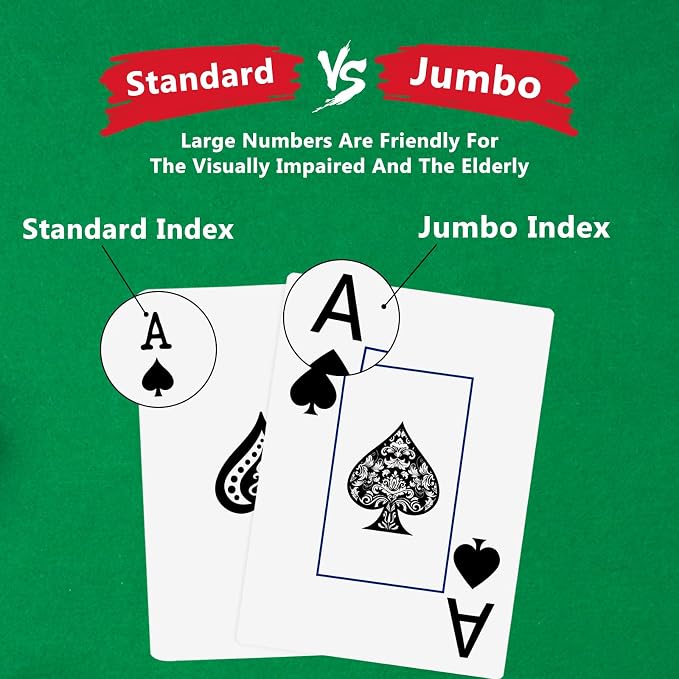 Playing Cards,Deck of Cards,Playing Card 2 Pack,Poker Cards Set,Jumbo Large Print Playing Cards for Adults Seniors,Card Games for Family Game Night Party (Green and Orange)