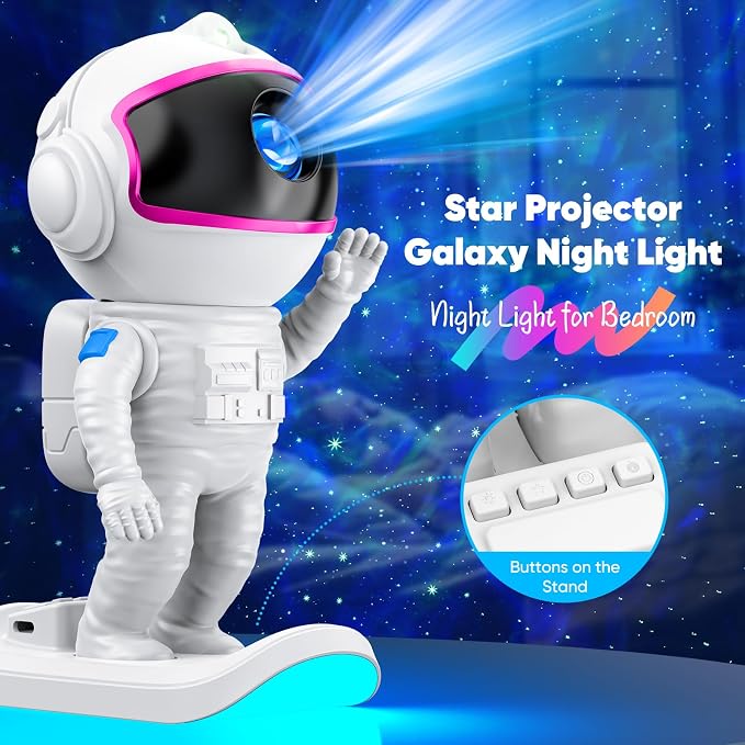 Astronaut Galaxy Projector, Star Projector Night Light with Timer and Remote for Bedroom, Kids Room Decor, Gifts for Adults, Teens, Christmas, Birthday (Pink)