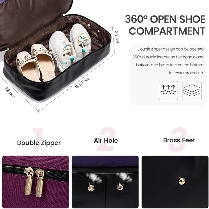 LOVEVOOK Weekender Bag for Women, Large Duffle Bag for Travel with 2 Packing Cubes, Carry on Overnight Bag with Shoe Compartment, Mom Hospital Bags for Labor and Delivery