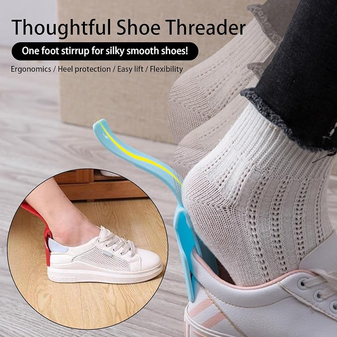 Lazy Shoes Helper,Sock Sl ider Handled Shoe Horn Shoe Lifting Helper Easy on & Off for Seniors Elderly Disabled，Plastic Shoehorn Fits All Shoes, Shoe, Jewelry and Watch Accessories