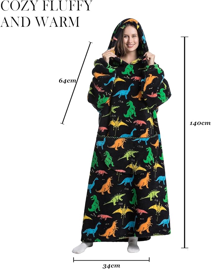 Blanket Hoodie, Long Hooded Blanket Sweatshirt as Birthday Gifts for Women Men, Long Wearable Blanket for Women Men.