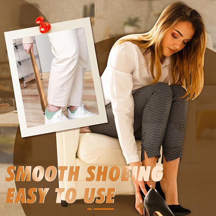 ZOMAKE Shoe Horn Long Handle for Seniors Men Women,16.5" Metal Long Shoehorn for Boots Shoe Spoon Helper